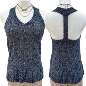 Hollister Blue Marled Knit Racerback V-Neck Sweater Tank Size XS